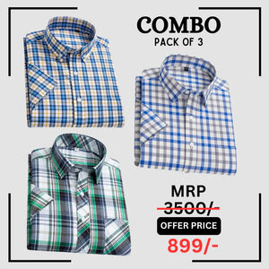 StichButton 100% Anti Wrinkle Imported Cotton Latest Formal Shirts (Combo Pack of 3)