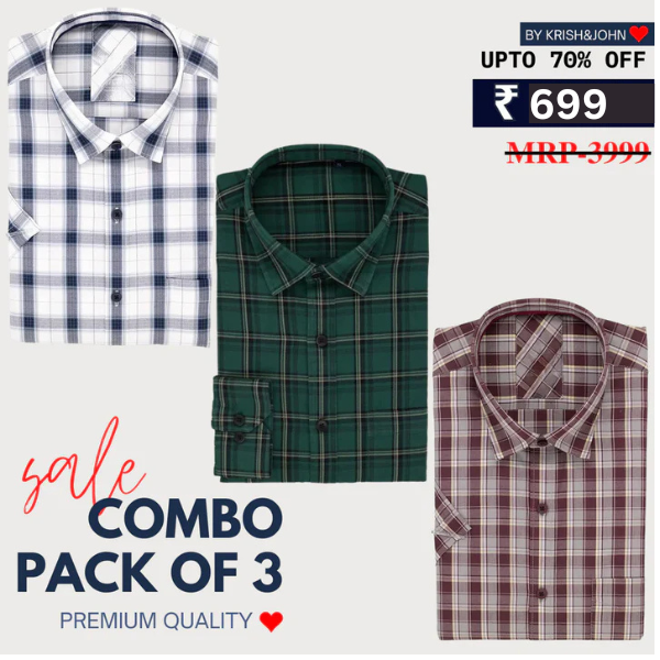 Office Essentials: 3-Pack Premium Cotton Formal Shirts – Tailored Fit, Full Sleeves & Pockets ( FS-167)