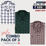 Office Essentials: 3-Pack Premium Cotton Formal Shirts – Tailored Fit, Full Sleeves & Pockets ( FS-167)