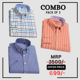 Office Essentials: 3-Pack Premium Cotton Formal Shirts – Tailored Fit, Full Sleeves & Pockets ( FS-166)