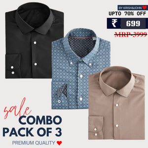 Office Essentials: 3-Pack Premium Cotton Formal Shirts – Tailored Fit, Full Sleeves & Pockets (FS-32 )