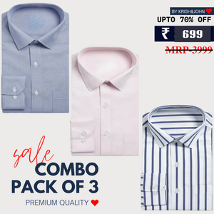 Office Essentials: 3-Pack Premium Cotton Formal Shirts – Tailored Fit, Full Sleeves & Pockets ( FS-167) (Copy)