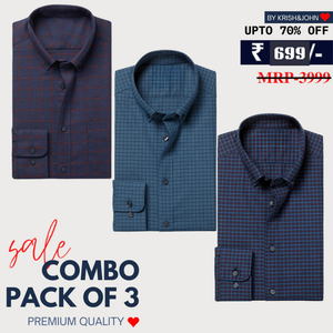 Office Essentials: 3-Pack Premium Cotton Formal Shirts – Tailored Fit, Full Sleeves & Pockets ( FS-160)