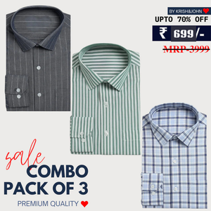 Office Essentials: 3-Pack Premium Cotton Formal Shirts – Tailored Fit, Full Sleeves & Pockets ( FS-162) (Copy)