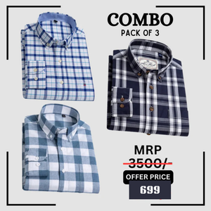 StichButton 100% Anti Wrinkle Imported Cotton Latest Formal Shirts (Combo Pack of 3)