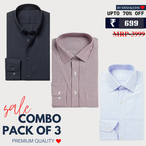 Office Essentials: 3-Pack Premium Cotton Formal Shirts – Tailored Fit, Full Sleeves & Pockets ( FS-160) (Copy)