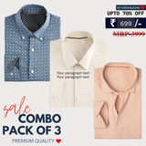 Office Essentials: 3-Pack Premium Cotton Formal Shirts – Tailored Fit, Full Sleeves & Pockets (FS-36 )